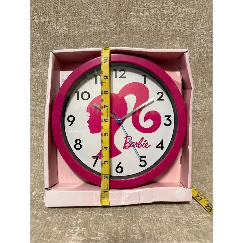 NWT Accutime Mattel Girls Barbie Silhouette Logo Analogue Wall Clock Pink OS